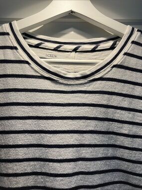 J. Crew Girlfriend Tee White and Black Striped Short Sleeve Tee
